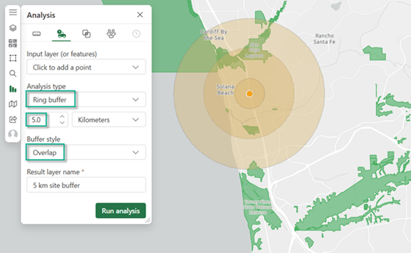 Multiple rings buffer map