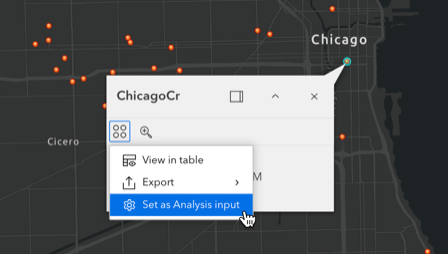 Set as Analysis input action
