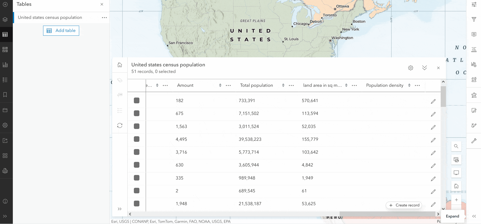 GIF shows a user opening up field calculation from the table and calculating the population density of a table. The preview values tab shows an error because the result was not rounded and the calculated field is an integer. Once the result is rounded the calculation is executed successfully.