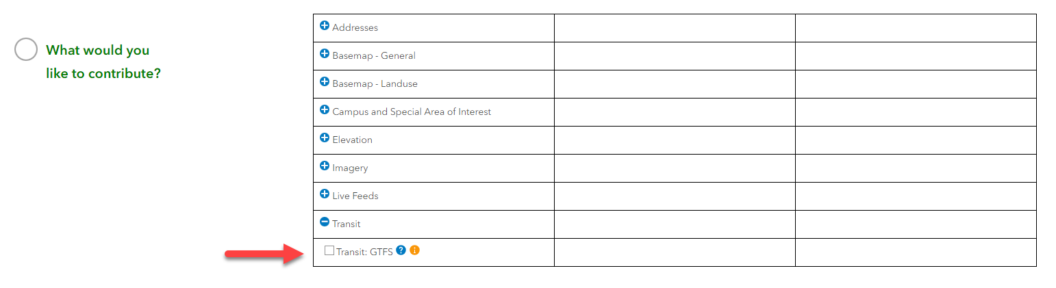Image of Community Maps transit contribution option