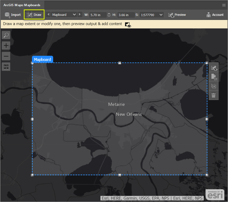 Screenshot of the Mapboards window