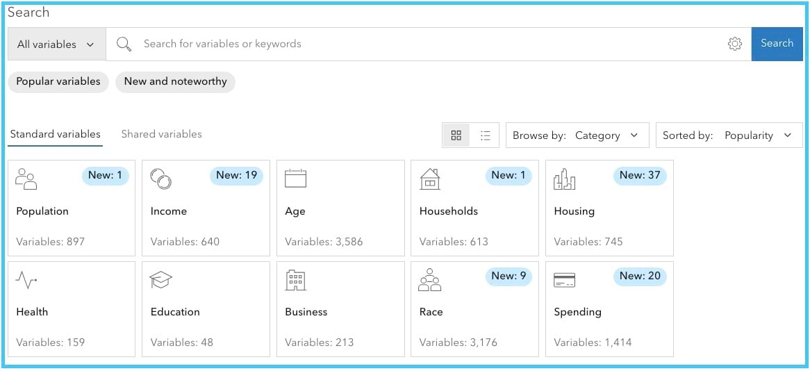 BA Data Browser. New variables,