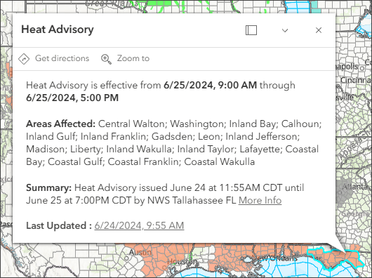 Weather layer pop-up