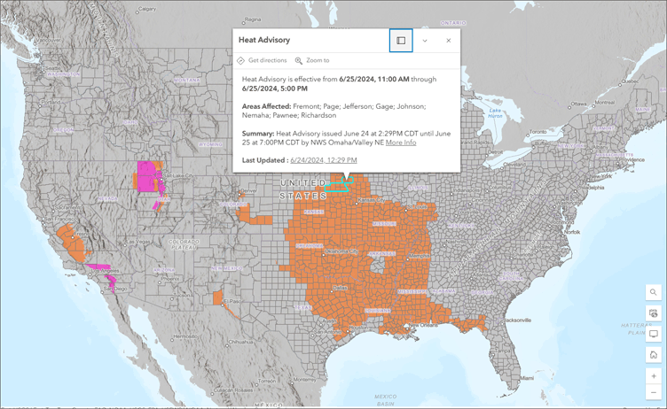 High heat weather map