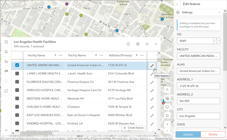 Edit features from attribute table