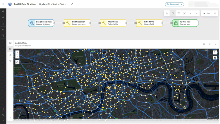 ArcGIS Data Pipelines editor