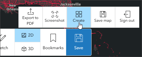 Atlas Instant App configured with Create