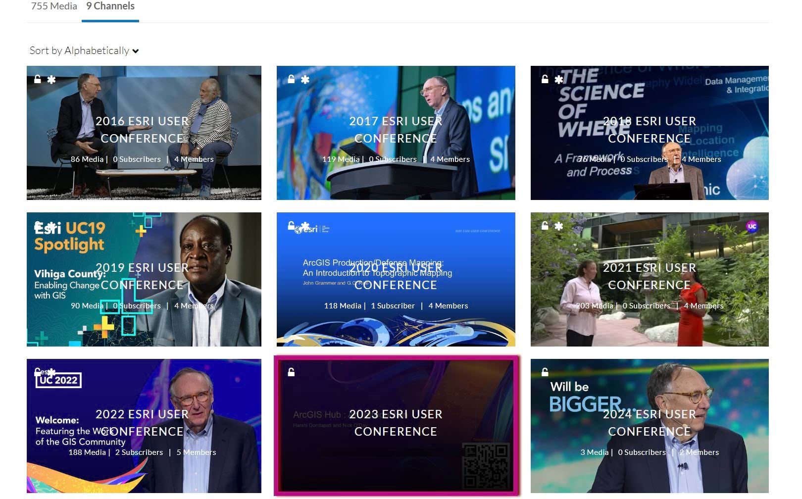 The UC channel on Esri Videos