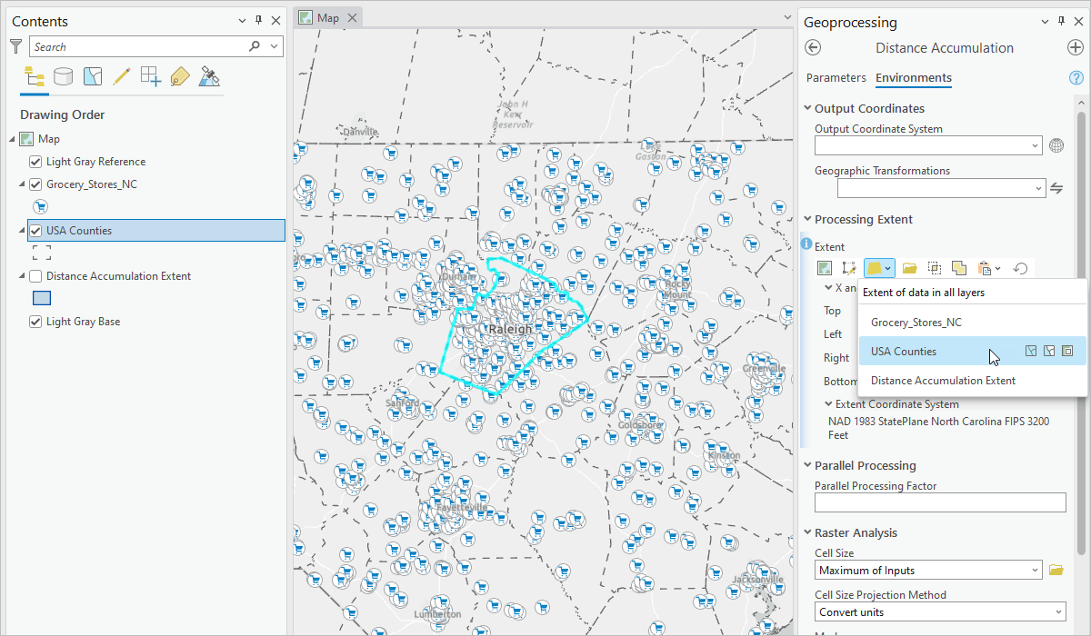 Get the extent from a layer