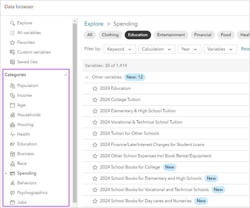 Vertical navigation in the data browser