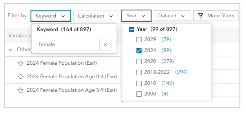 Filters in the data browser