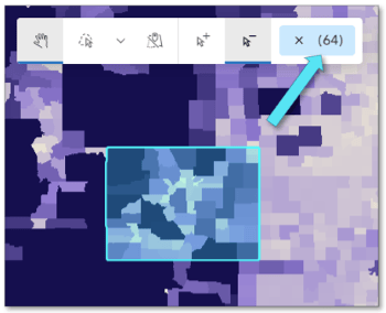 The Selection toolbar indicates the number of selected Counties.
