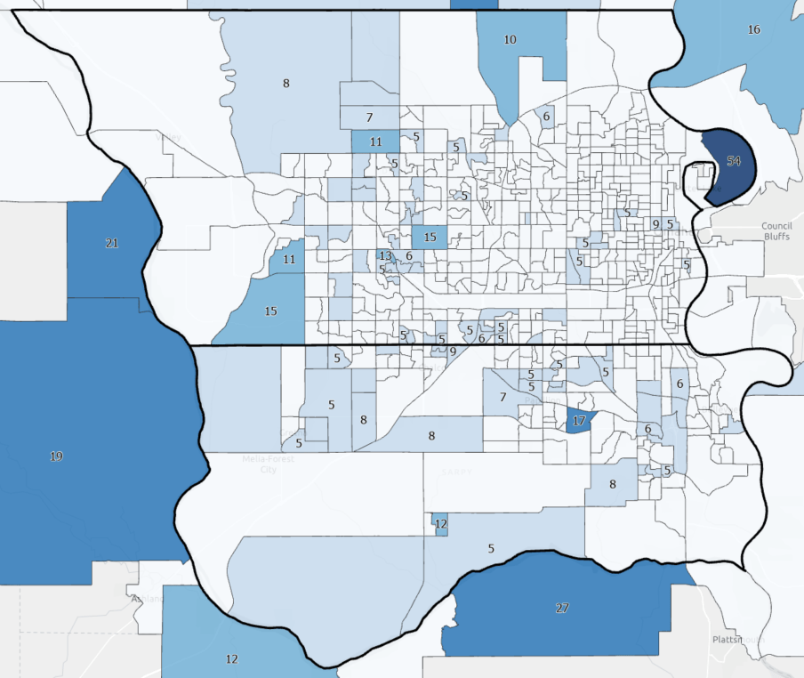 Map with target marketing results by block group
