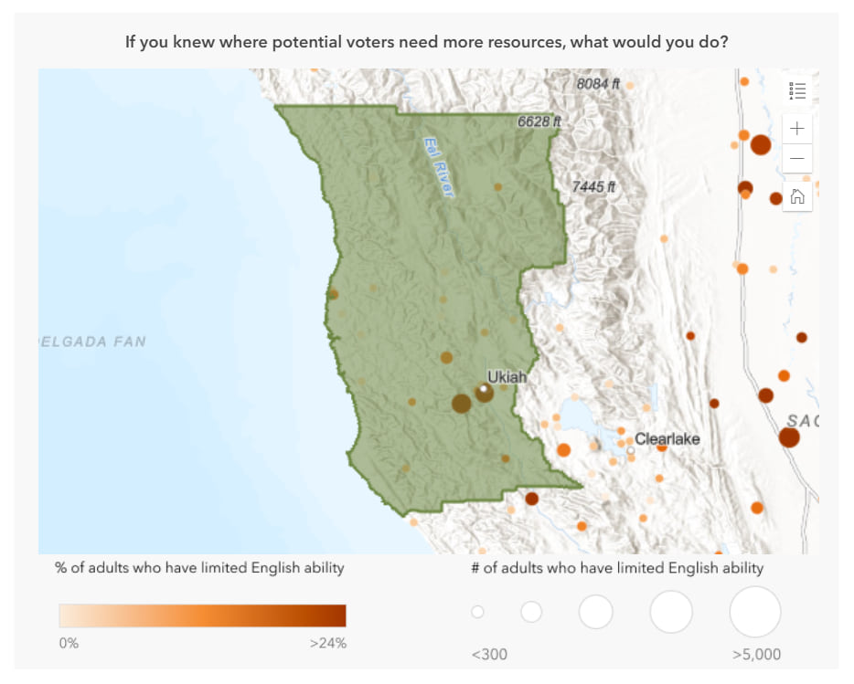 Interactive map displaying language proficiency