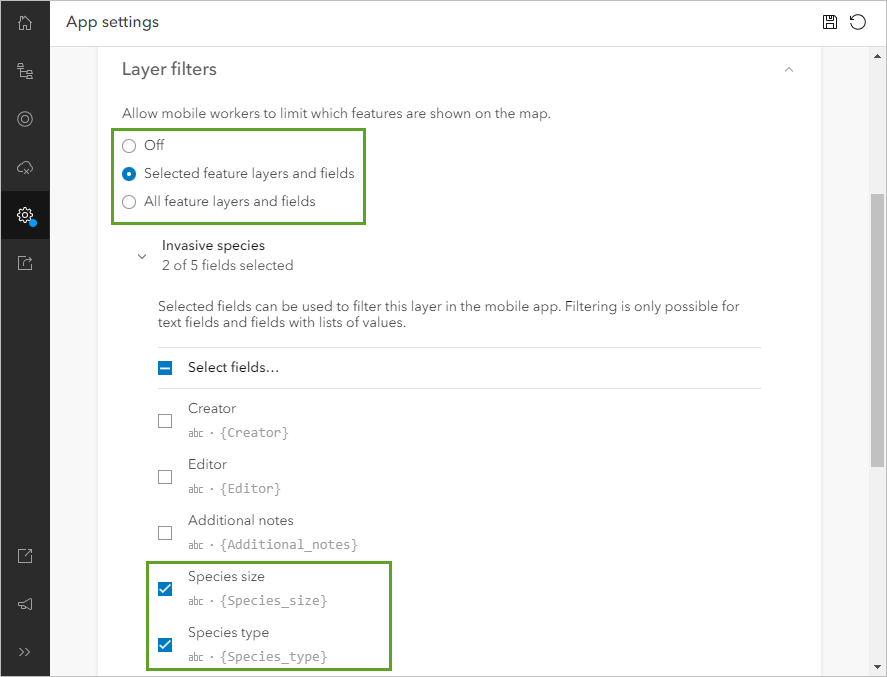 Configured layer filter