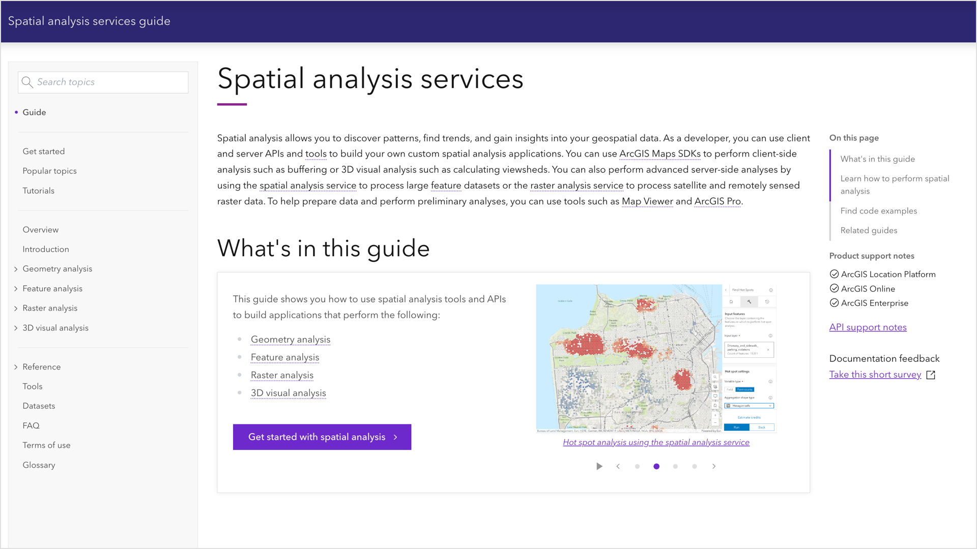 Spatial analysis services developer guide