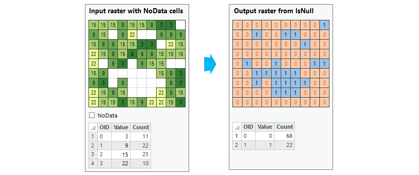 Identify NoData cells with IsNull