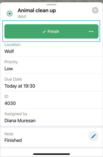 Finish task in ArcGIS Workforce