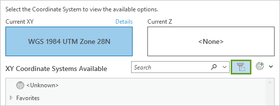 Filter Coordinate Systems button