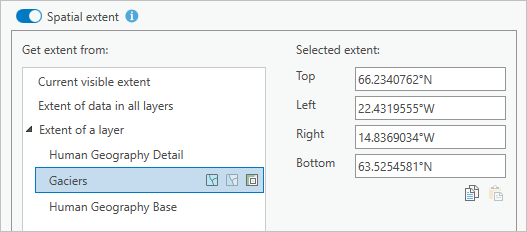 Spatial extent filter