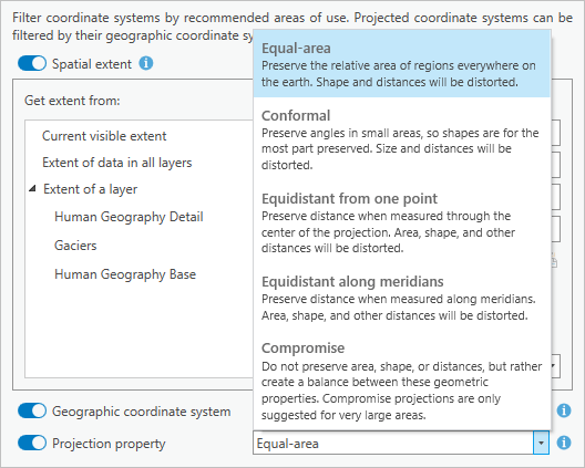 Projection property filter