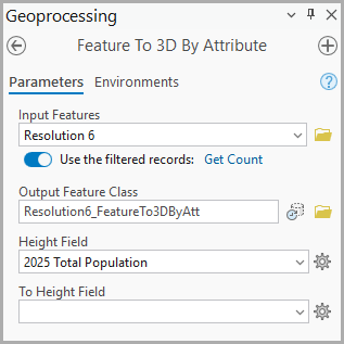Parameters for 3D features