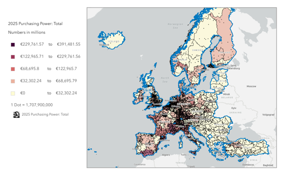 A color-coded map of purchasing power