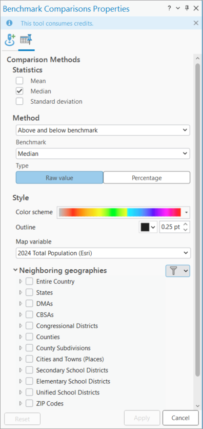 Setting comparison properties in BA Pro