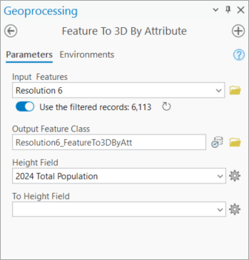 Parameters for 3D features