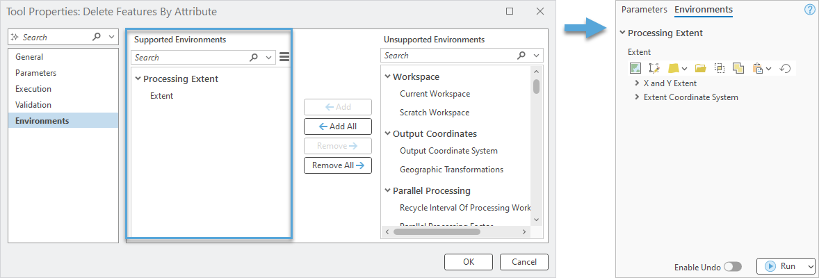 Set the custom tool Environments