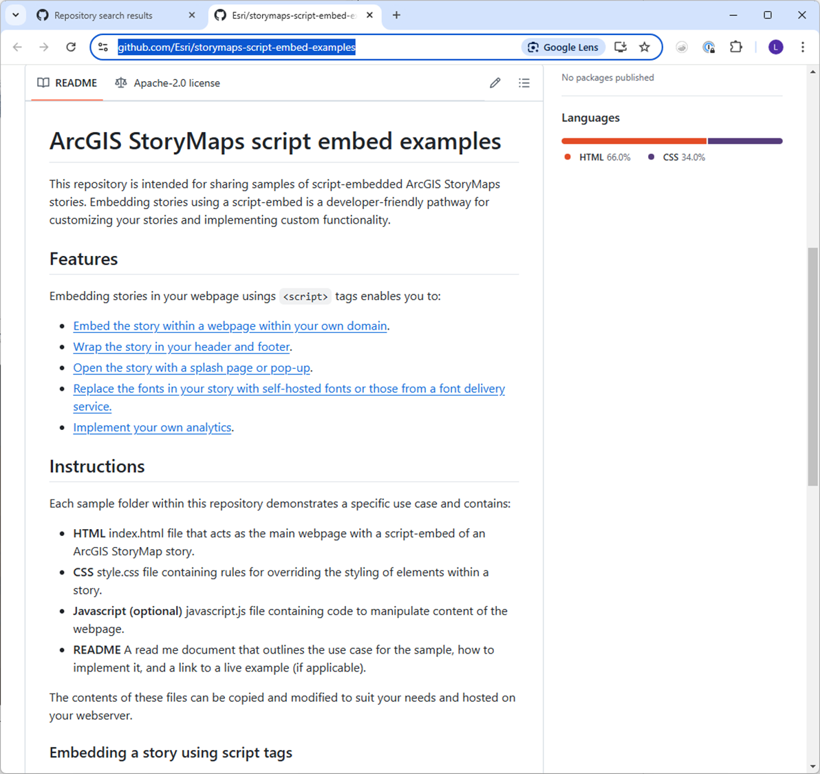github repo webpage