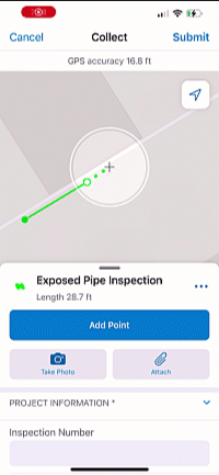 Cumulative length displayed during capture of linear feature