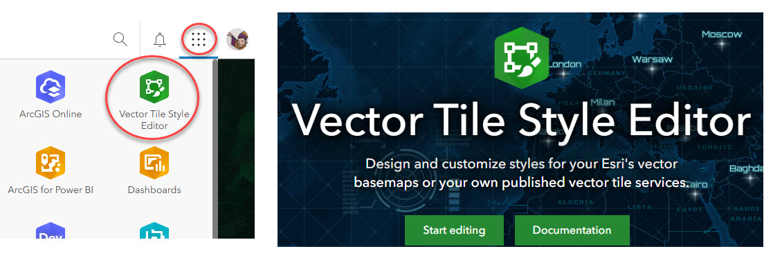 Launch the Vector Tile Style Editor