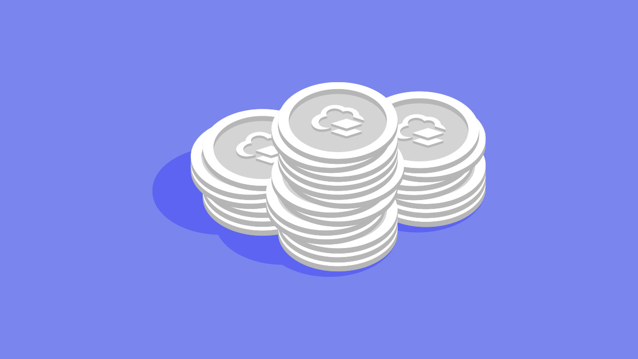 Stacks of coins representing credits