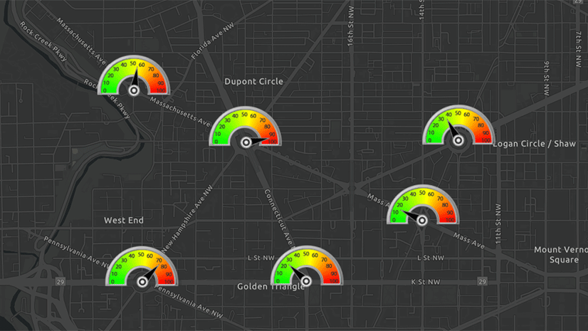 Create gauges using stacked symbols and rotation