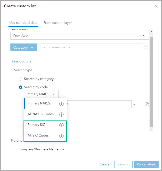 Create a custom variable list in your void analysis workflow.