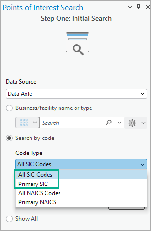 Use codes for your POI search.