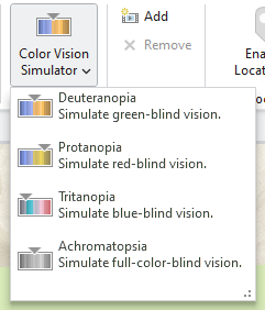 Color Vision Simulator options in ArcGIS Pro