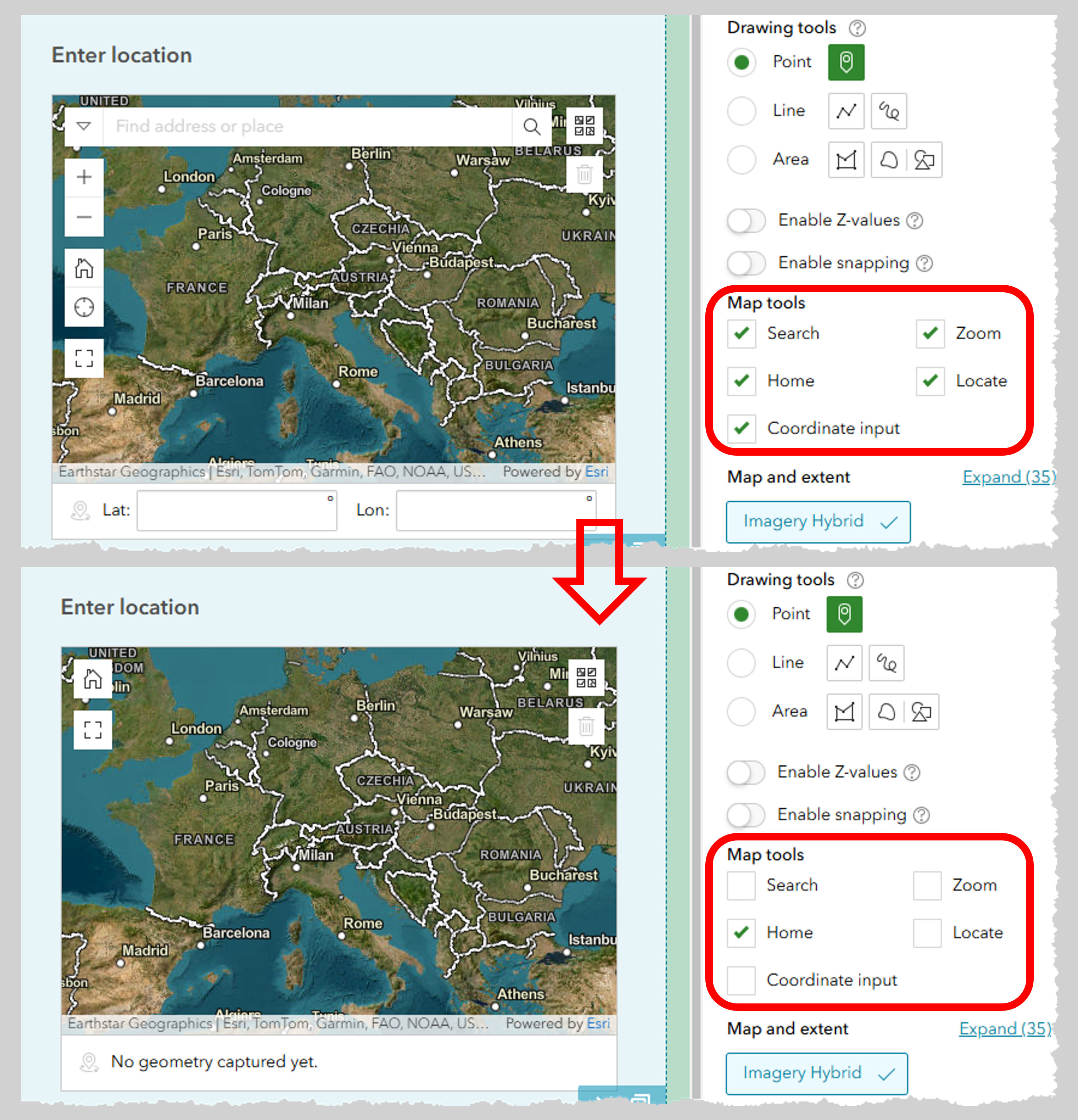 Configurable tools for map question