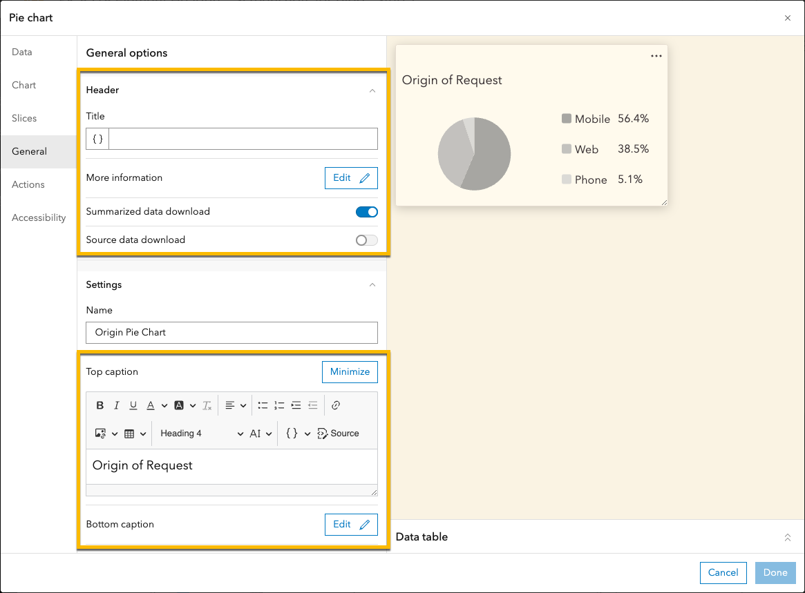 Element Header Configuration