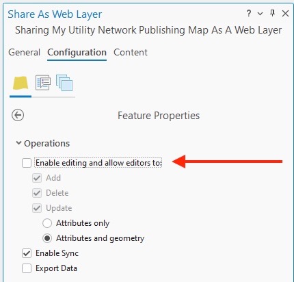 Screenshot showing how to create a read-only feature service using ArcGIS Pro