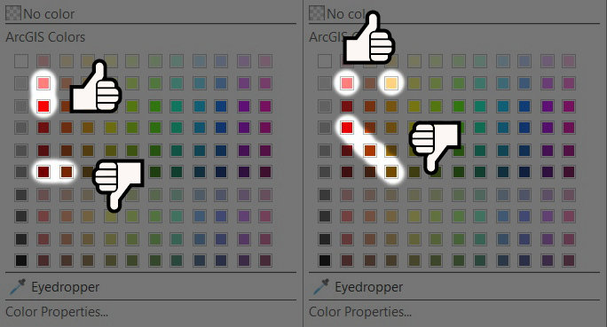 The color swatch selector highlighting the best way to pick red and orange hues.