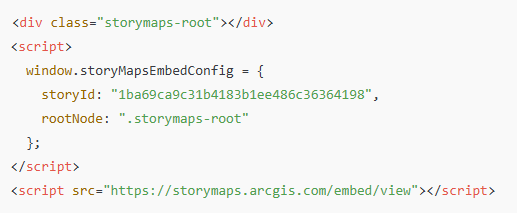 Screenshot showing html code required for script embed