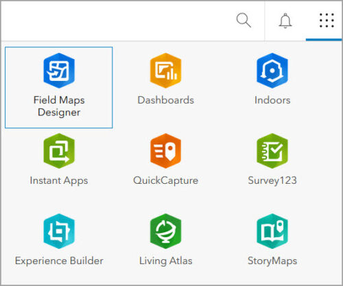Launching Field Maps Designer from the organization’s home page.