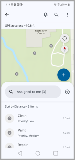 Mobile view of tasks that can be sorted.