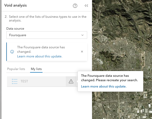 Saved custom variable lists in void analysis using Foursquare data need to be recreated