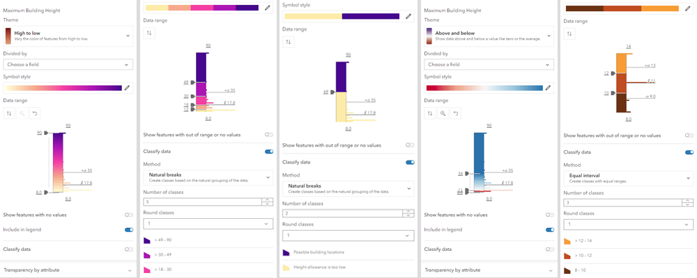 Counts and amounts (color) style options in ArcGIS Map Viewer