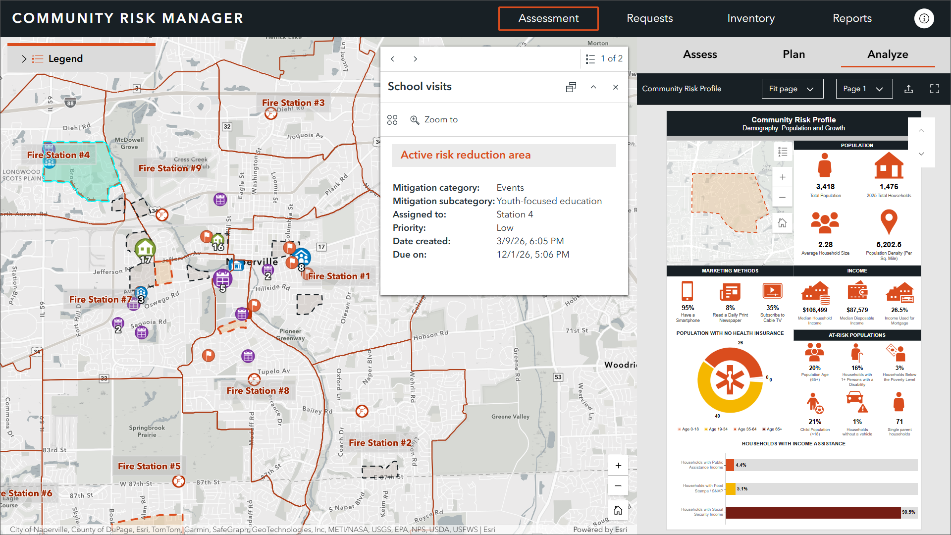 The Community Risk Manager ArcGIS Experience Builder application