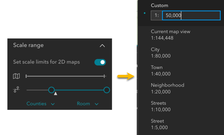 Set map scale ranges