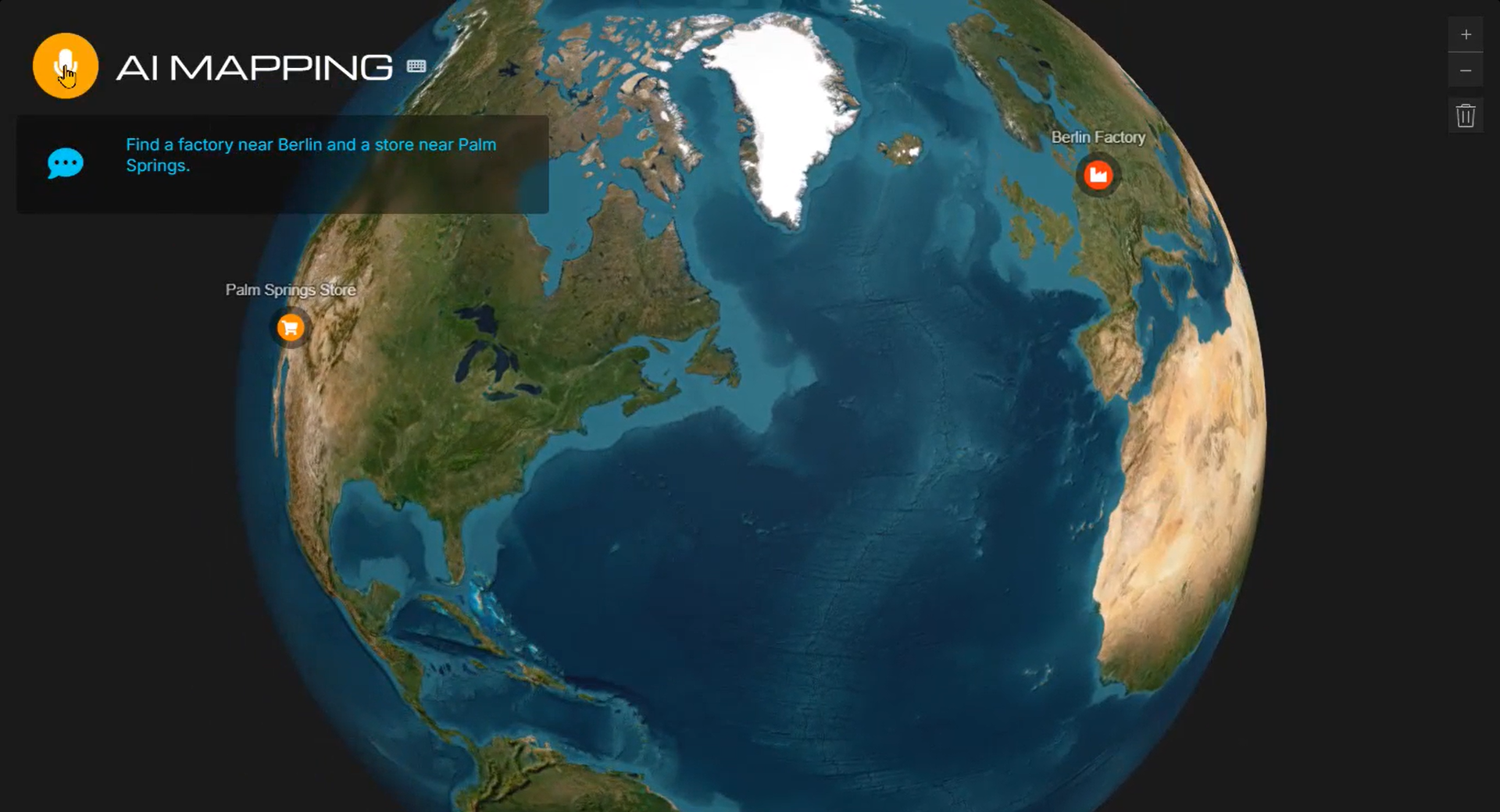 The app finds the manufacturer’s factory near Berlin and a store near Palm Springs.